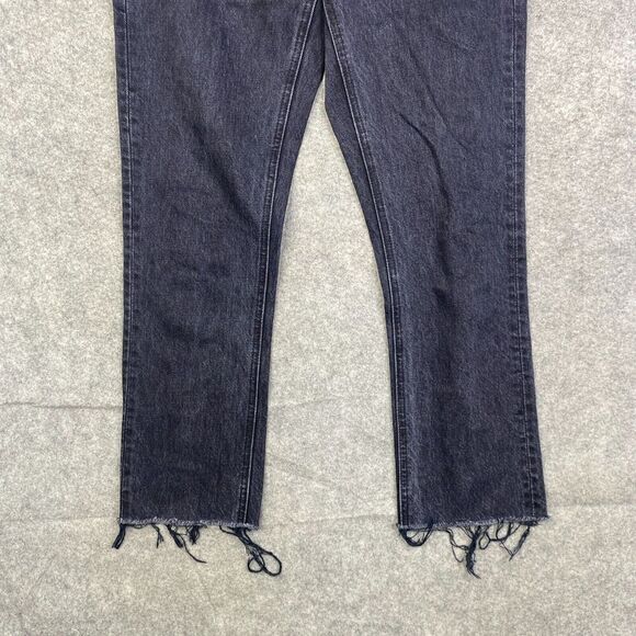 Aritzia Denim Forum The Dillon High Rise Slim 28L size 24 Black Raw Hem - Picture 3 of 13